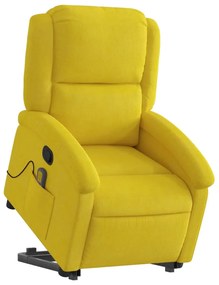 Poltrona elevatória de massagens veludo amarelo