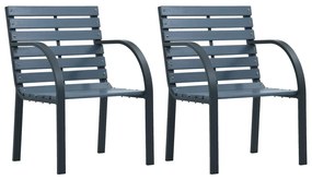 Cadeiras de jardim 2 pcs abeto maciço/aço revestido a pó cinza