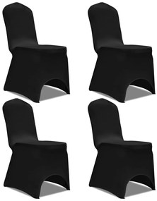 Capa extensível para cadeira 4 pcs preto