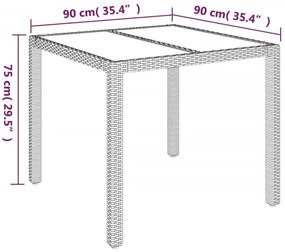 3 pcs conjunto de jantar p/ jardim c/ almofadões vime PE cinza