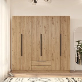 Roupeiro “Lorel” — 210x55x212,5 cm — Design Moderno em Nogueira com Pr