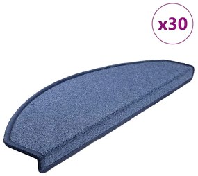 vidaXL Tapetes de escada 30 pcs 65x24x4 cm azul