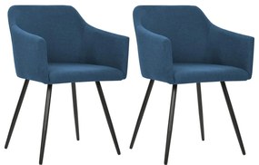 vidaXL Cadeiras de jantar 2 pcs tecido azul