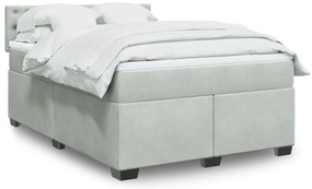 vidaXL Cama com molas/colchão 140x200 cm veludo cinzento-claro