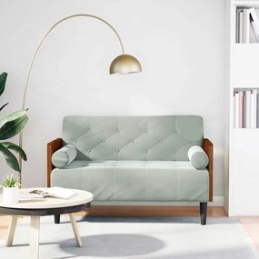 vidaXL Sofá-luvas com rolos 110 cm veludo cinzento-claro