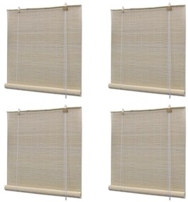 278743 vidaXL Estores de rolo em bambu natural 4 pcs 120x160 cm