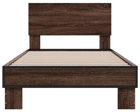Estrutura de cama derivados de madeira/metal carvalho castanho