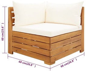 2 pcs conjunto lounge de jardim c/ almofadões acácia maciça