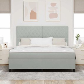 Cama Box Spring com Colchão Cinza Claro Super King Veludo