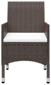 5 pcs conjunto de jantar p/ jardim c/ almofadões castanho