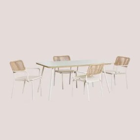 Conjunto de mesa de jantar e 4 cadeiras Arhiza Tapioca Bege - Sklum