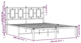 Estrutura de cama com cabeceira 140x190 cm metal preto