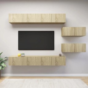 vidaXL 6 pcs conjunto móveis de TV derivados madeira carvalho sonoma