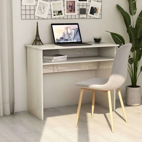 vidaXL Secretária 90x50x74 cm derivados de madeira branco brilhante