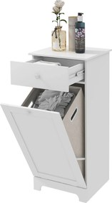 Móvel de casa de banho com cesto para roupa suja  40 x 40 x 90,5 cm, móvel de arrumação com gaveta  branco