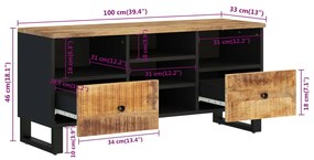 Móvel de TV 100x33x46 cm mangueira maciça/derivados de madeira