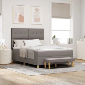 Cama Box com Colchão e Banco Taupe 140x190 cm Tecido
