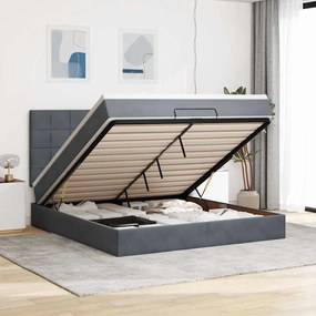 Estrutura cama otomana colchões 160x200 cm cinzento escuro