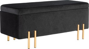 HOMCOM Banco estofado com armazenamento, Metal, madeira de borracha, espuma, 100 x 40 x 42 cm, Preto | Aosom Portugal