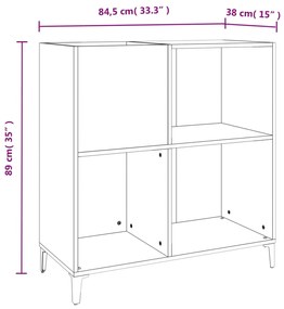 Armário para discos 84,5x38x89 cm derivados de madeira preto