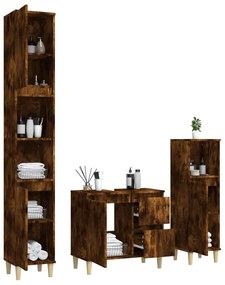3 pcs conjunto móveis WC derivados de madeira carvalho fumado