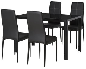 HOMCOM Conjunto de Refeição Mesa e 4 Cadeiras Conjunto de 5 Peças de M