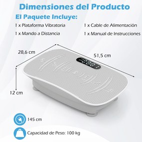 Plataforma vibratória muscular com 10 intensidades e controlo remoto para emagrecer, queimar calorias e tonificar os músculos - Cinzenta