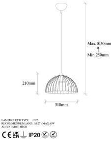 Candeeiro Chandelier Telkure – Dourado Brilhante – 31 x 31 x 105 cm