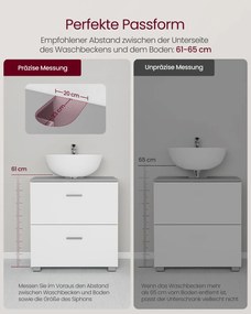 Armário casa de banho de lavatório (NÃO INCLUIDO) 30 x 60 x 63,8 cm com 2 gavetas grandes Cinzento e branco