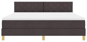 Cama Box Spring com Colchão e LED Castanho Escuro 180x200 cm Tecido