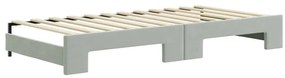 Sofá-cama c/ gavetão e gavetas 90x200 cm veludo cinzento-claro