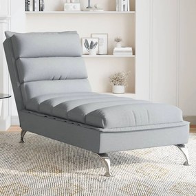 Chaise lounge com almofadões tecido cinzento-claro