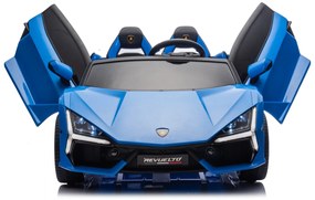 Carro elétrico para Crianças 2 Lugares Lamborghini Revuelto XL 24V 4x4 Rodas Espuma EVA, Assento Couro ecológico Azul