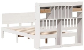 Cama com estante sem colchão 135x190 cm pinho maciço branco