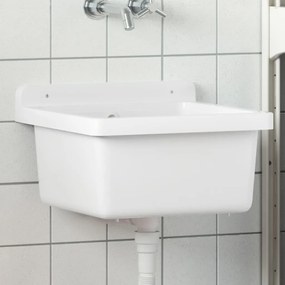 vidaXL Lavatório de parede 40x40x24 cm resina branco