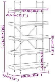 Estante c/ 5 prateleiras derivados de madeira carvalho castanho