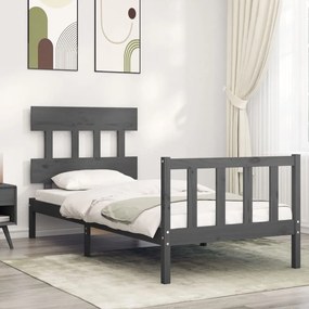 vidaXL Estrutura de cama com cabeceira 100x200cm madeira maciça preto