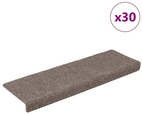 Tapetes de escada autoadesivos 30 pcs 65x21x4 cm creme