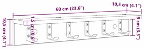 Cabideiro de Parede Sonoma cinzento 60 x 10.5 x 10.5 cm