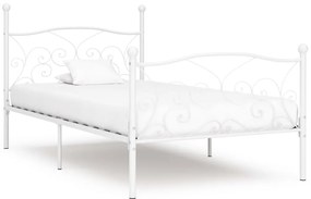 Estrutura de cama com estrado de ripas 100x200 cm metal branco
