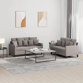 3201655 vidaXL 2 pcs conjunto de sofás com almofadões tecido cinza-acastanhado