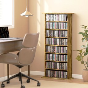 Móvel de Arrumação para CD e DVD, 58 x 24 x 126,3 cm, 6 Prateleiras Reguláveis, Castanho