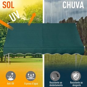 Toldo Portátil Ajustável com Manivela - 200x150cm - Verde