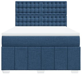 Cama com molas/colchão 140x200 cm tecido azul