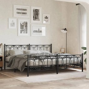 Estrutura de cama com cabeceira e pés 193x203 cm metal preto