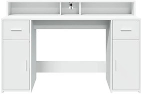 Secretária c/ luzes LED 140x55x91 cm derivados madeira branco