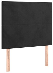 Cabeceira de cama c/ LED veludo 90x5x118/128cm preto