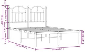 Estrutura de cama com cabeceira 120x190 cm metal branco