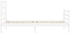 Estrutura de cama com cabeceira 100x200cm madeira maciça branco