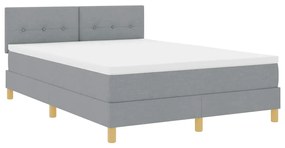 Cama Box com Colchão &amp; LED Cinza Claro 140x200 cm Tecido